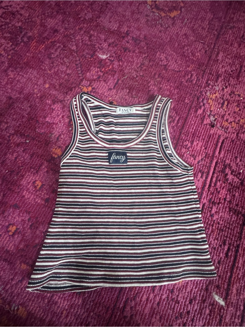 Striped Tank Top in Burgundy for Women